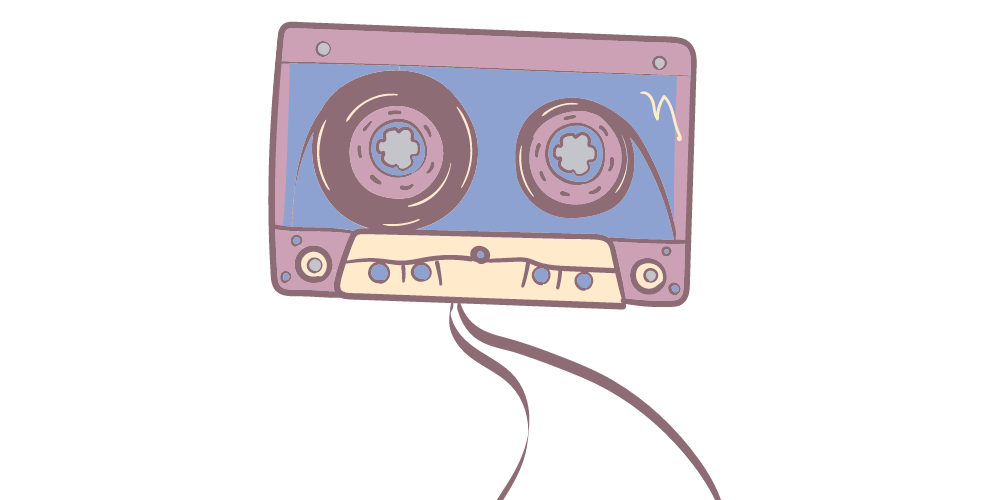 Webpage zum Schreibworkshop der Soundtrack deiner Jugend. Bild zeigt eine Kassette.