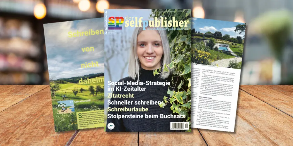 Bild zum Beitrag "Schreiburlaub", zeigt die Ausgabe des Magazins der selfpublisher.