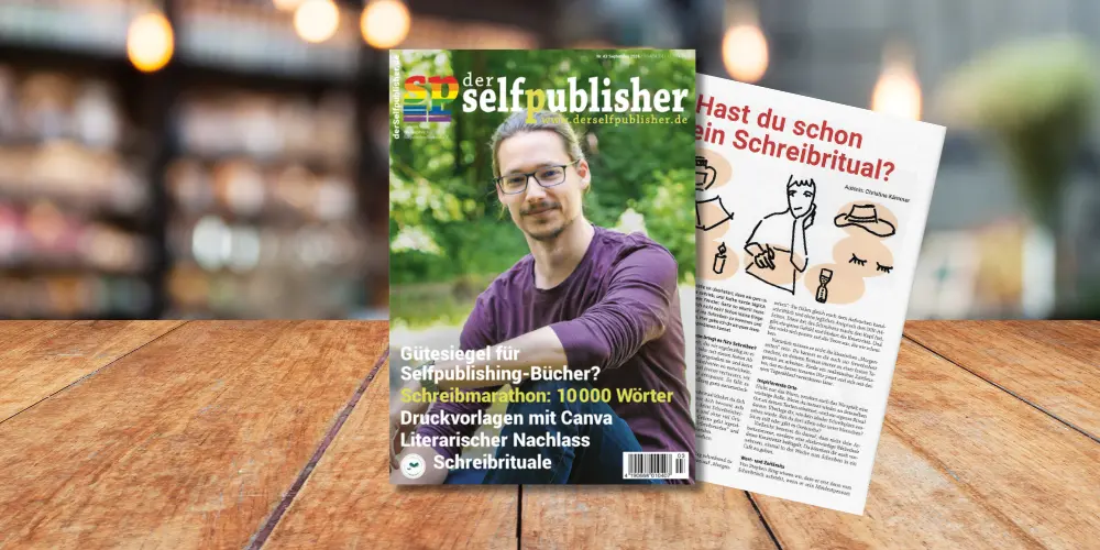 Bild zum Blogbeitrag "Hast du schon ein Schreibritual", zeigt Cover des Magazins selfpublisher.